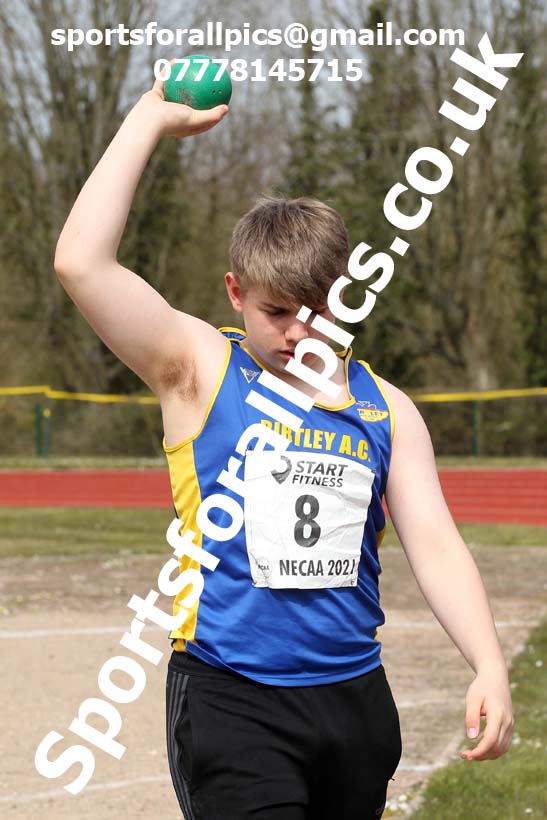 Shot putt, 2021 NECAA Open Graded Meeting, Morpeth. Photo: David T. Hewitson/Sports for All Pics